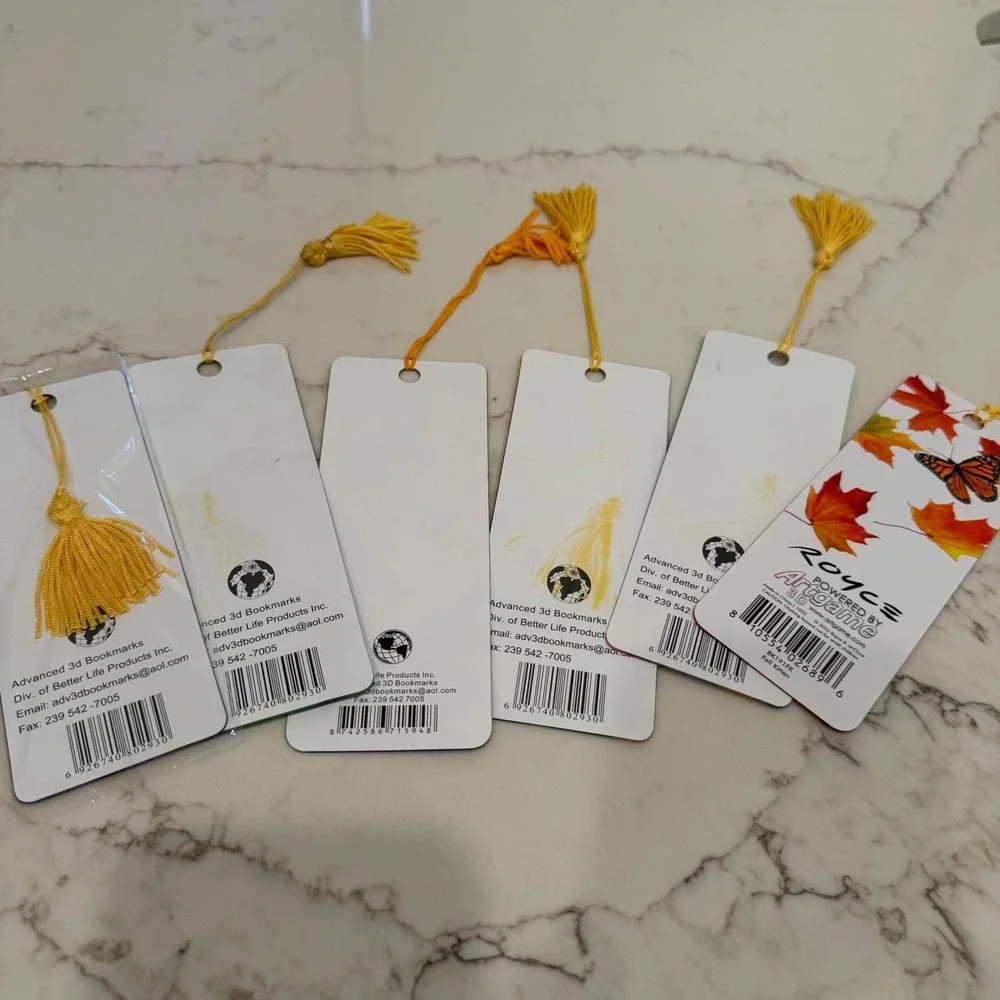Advanced 3D Bookmarks Lot of 6 Lenticular Animals Butterflies Sunflowers Tassels